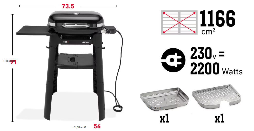 WEBER Lumin Compact Electric Barbecue with Stand