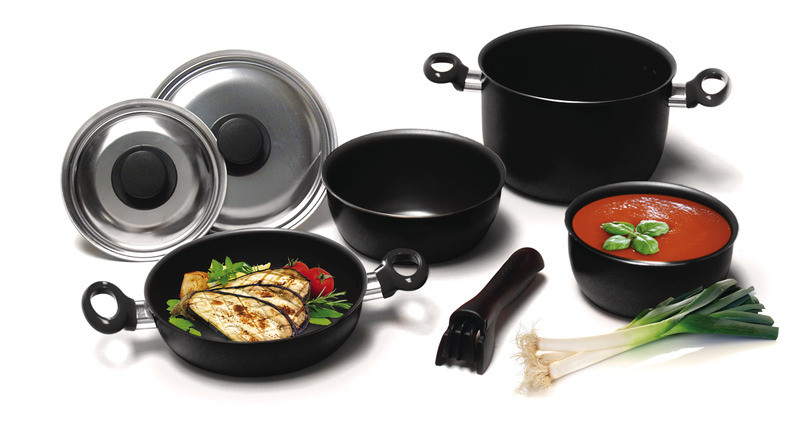 CAMP4 7-piece black aluminum pot set