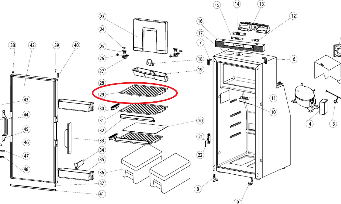 Repuesto bandeja pequeña para nevera THETFORD T2090 (E/C) Repuesto bandeja pequeña para nevera THETFORD T2090 (E/C)