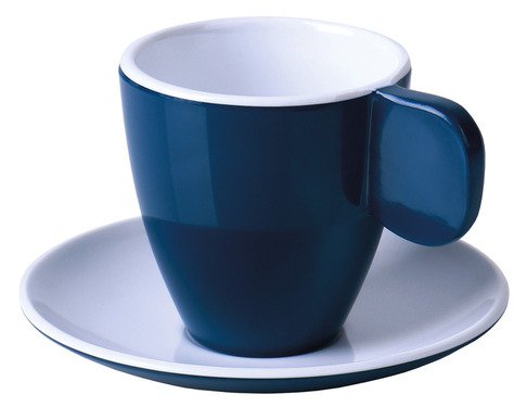 Set à espresso en mélamine Camp4 - Bleu foncé/Blanc
