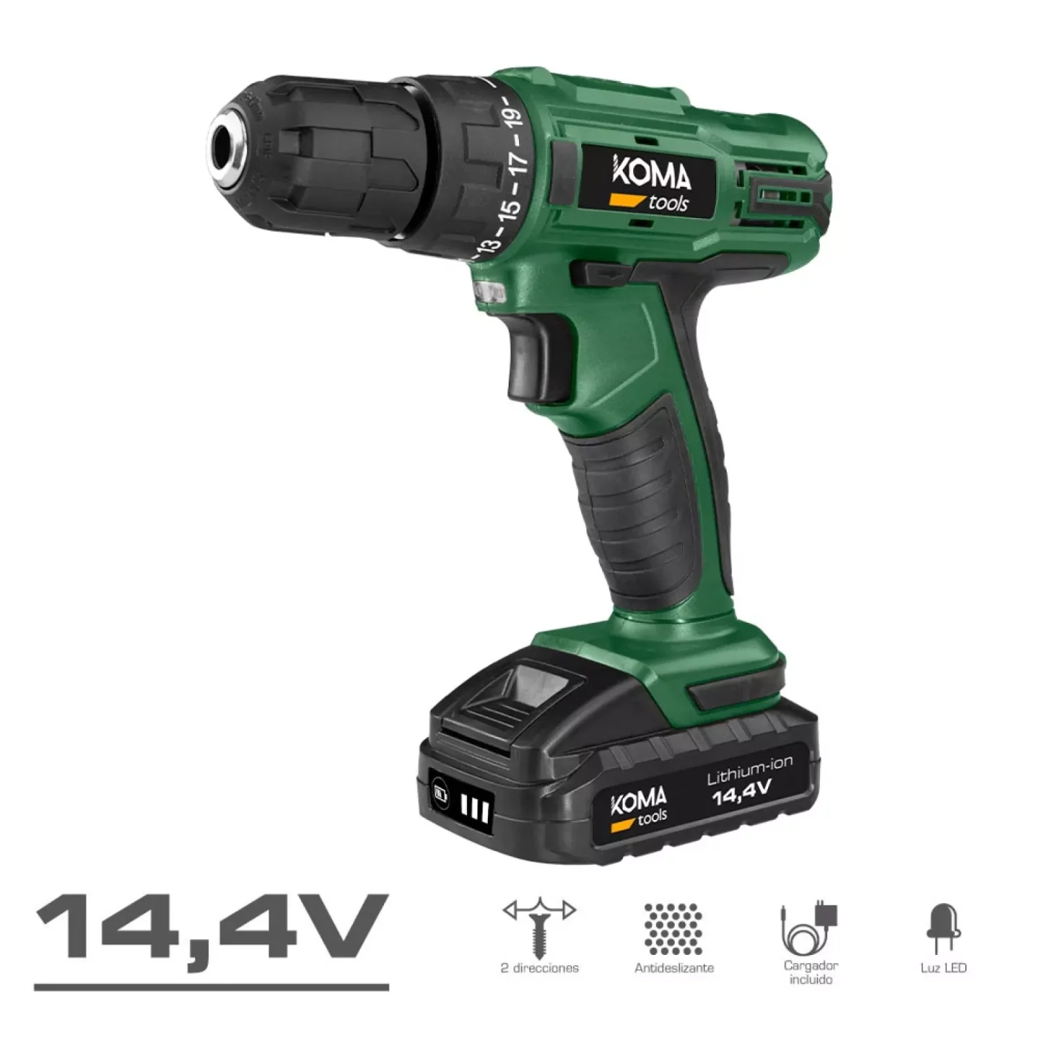 14.4 V drill with 1500 mAh battery and charger