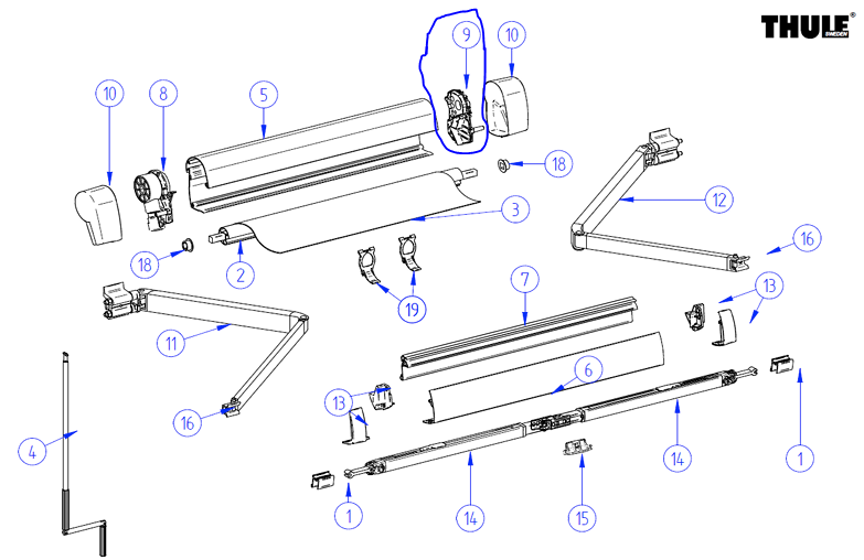 Cache intérieure pour auvent THULE 5102 (origine VW California)