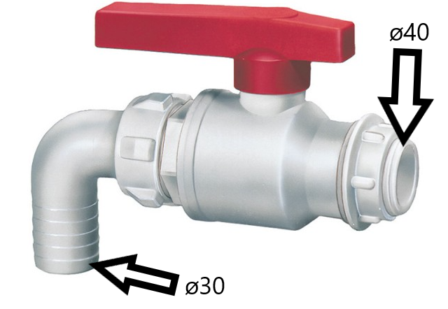 Large drain valve 30mm