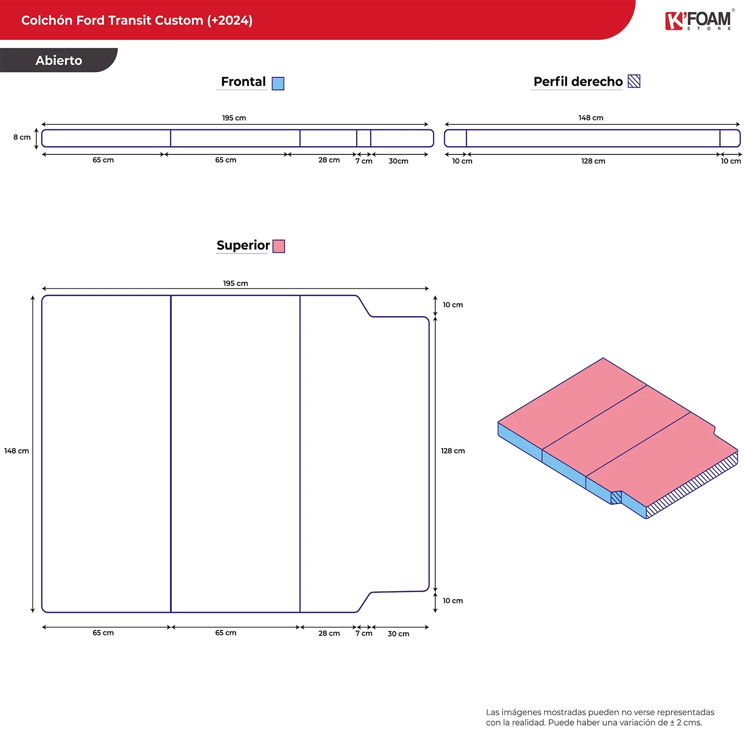 Matélas pliable visco pour VW T7 Caravelle/Transporter