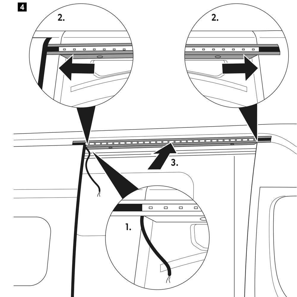 Rain gutter with integrated lighting for Crafter / Sprinter / MAN