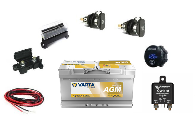 Kit d'instal·lació de segona bateria VARTA 95Ah AGM amb relé automàtic VICTRON