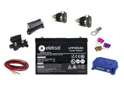 Kit instalación ELEKSOL 100Ah BMS/Bluetooth con Booster LIPPERT 25Ah