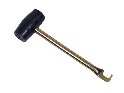 Rubber mallet with peg puller, steel handle