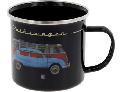 VW enamel mug, full black collection model