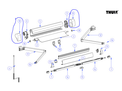 Tapes laterals per a tendal THULE 5102 (original VW California) antracita