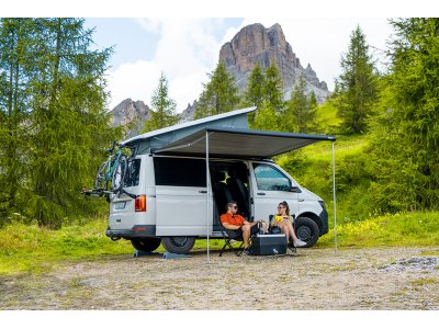 Fiamma F43 Van Deep Black 270 cm awning with adapters for VW California T5, T6 and T6.1.