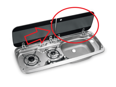 Replacement right glass for DOMETIC 9222R (2370) kitchen
