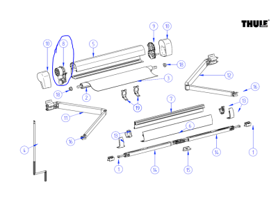 Mecanisme de gir per a tendal THULE 5102 (original VW California)