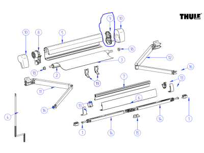 Tapa interna per a tendal THULE 5102 (original VW California)
