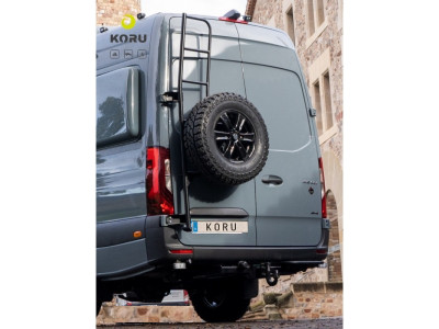 Verstellbare Radhalterung KORU  180°Aluminiumscharniere + Leiter, Mercedes Sprinter 907