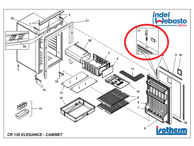 Kit compet poignée porte WEBASTO CR49/65/85/130 ELEGANCE
